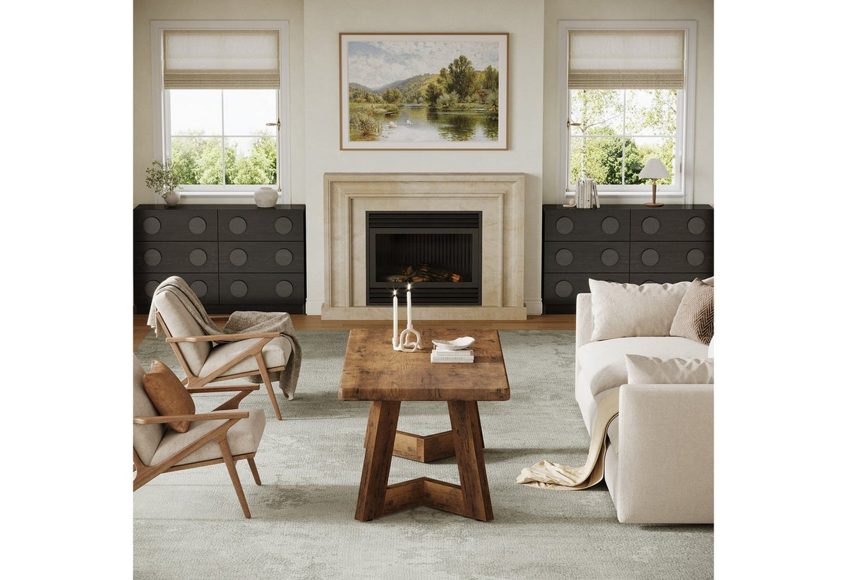 Japandi Couchtisch Rechteckig aus Braunem Holz