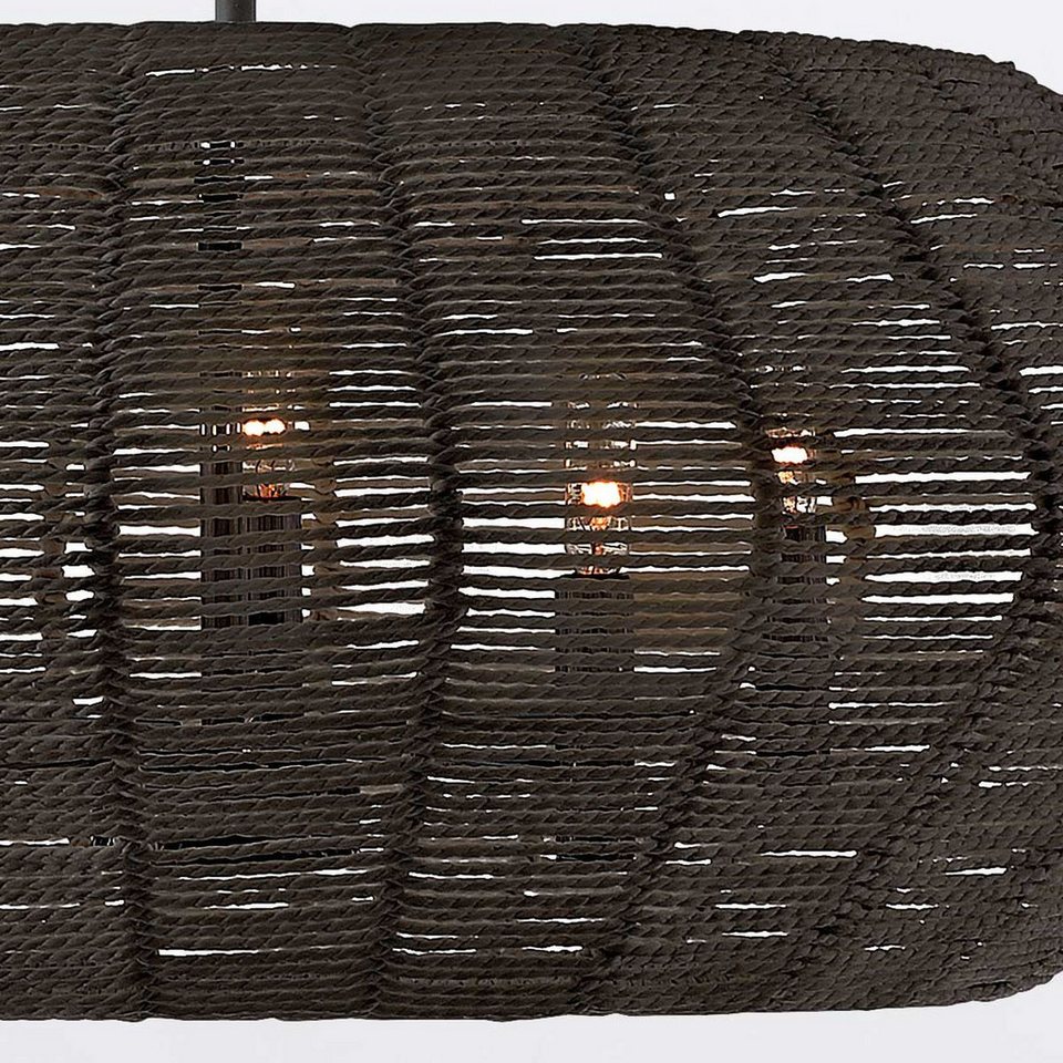 Große Japandi Pendelleuchte aus Rattan und Metall