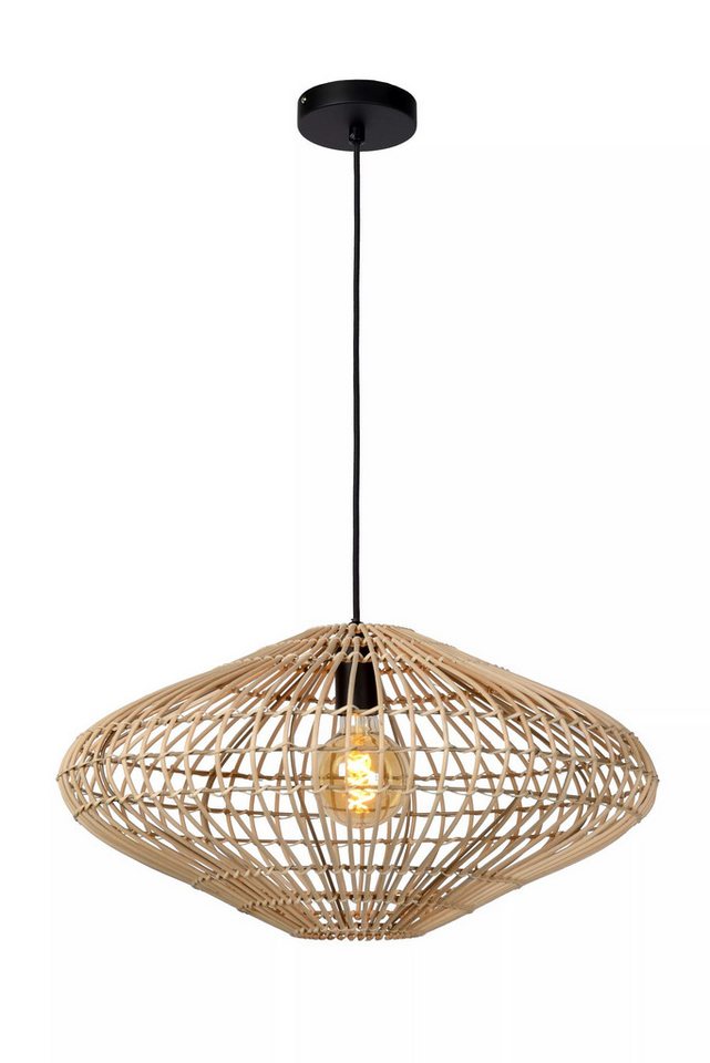 Japandi Pendelleuchte Schwarz Natur aus Rattan