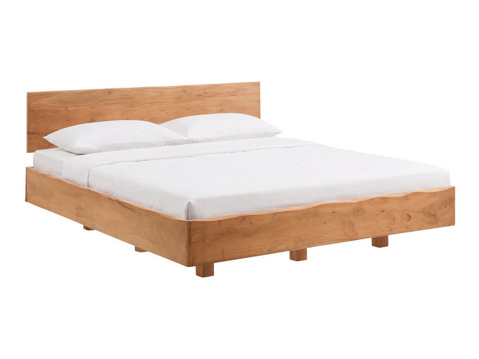 Japandi Holzbett aus Akazie mit Kopfteil