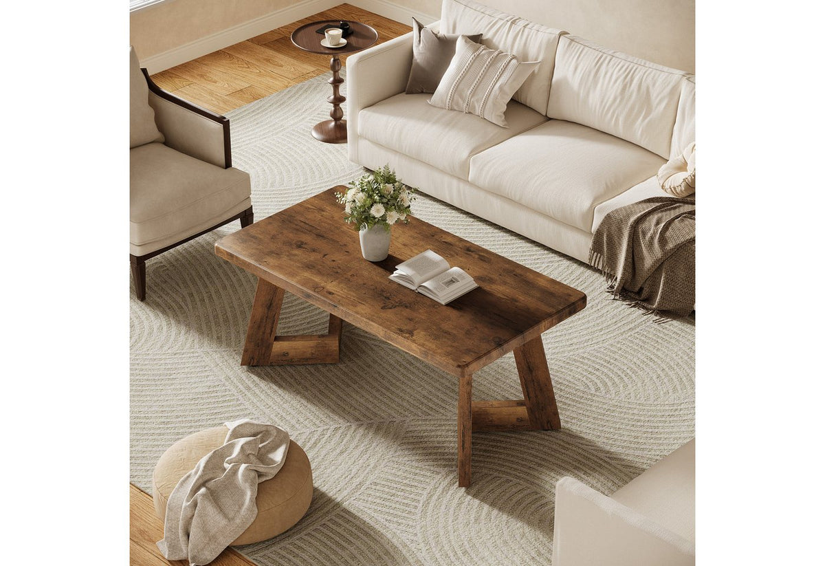 Japandi Couchtisch Rechteckig aus Braunem Holz