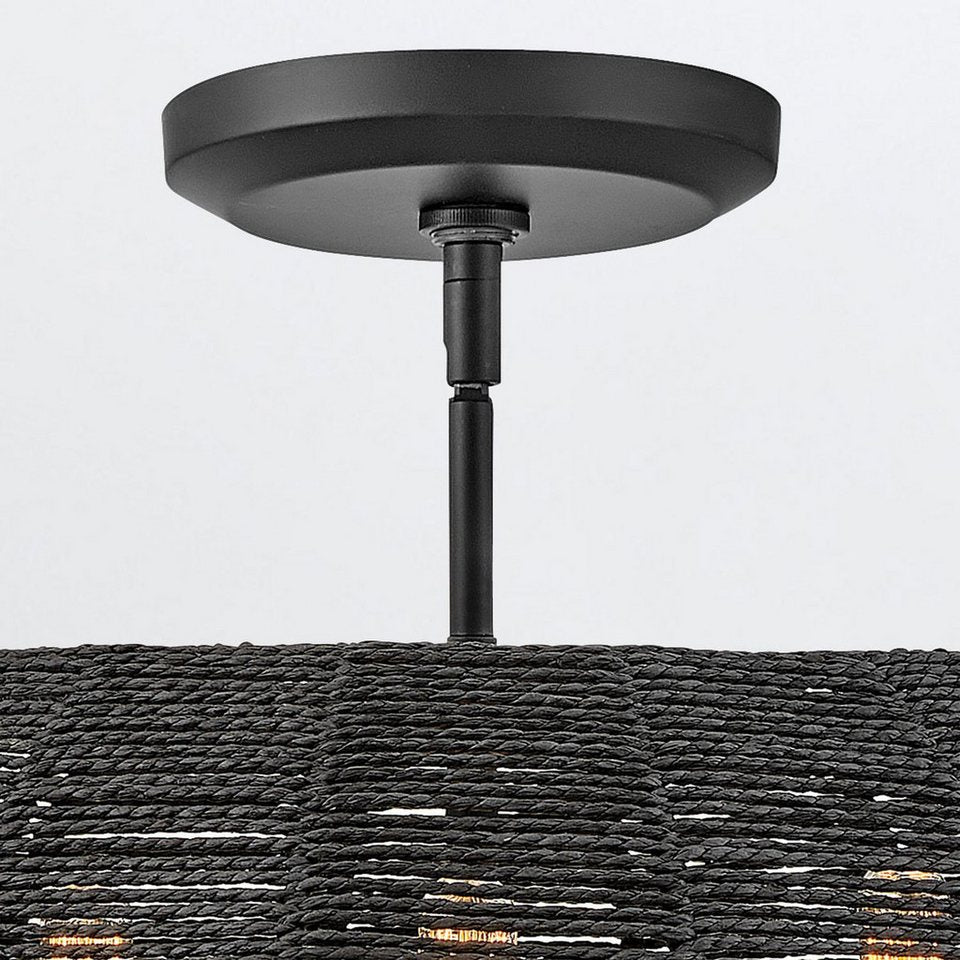 Pendelleuchte Japandi Schwarz aus Rattan und Metall
