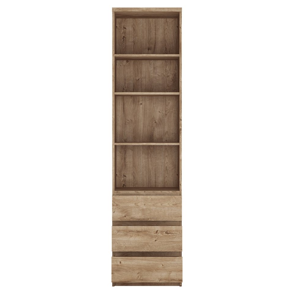 Japandi Schrank-Regal-Kombination in Eichenoptik