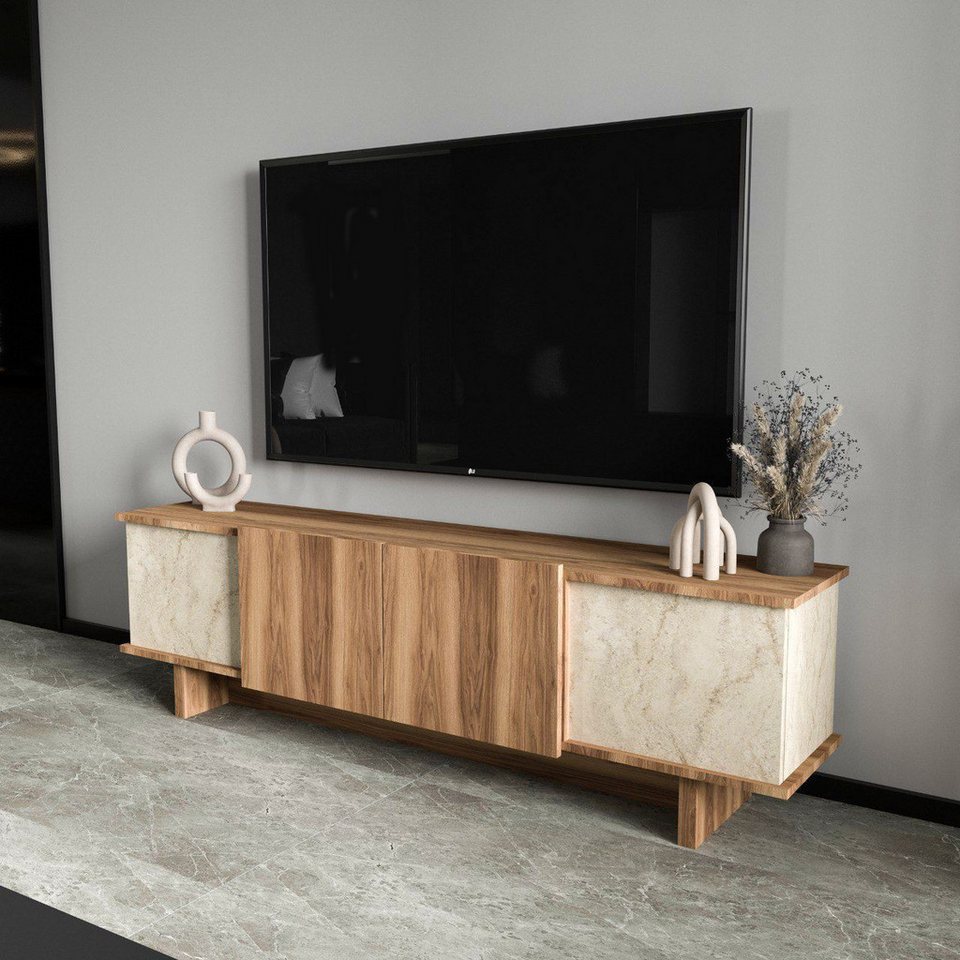 Japandi TV-Board im Boho-Design