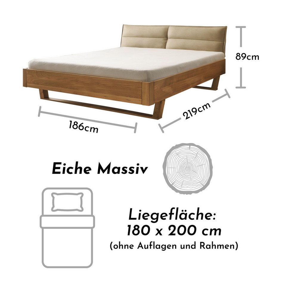 Japandi Bett mit schlichtem Holzdesign