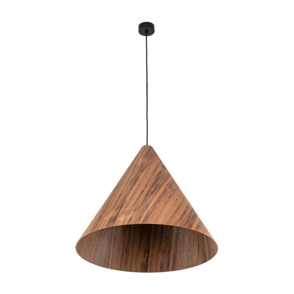Japandi Pendelleuchte Schwarz Eiche aus Holz und Metall