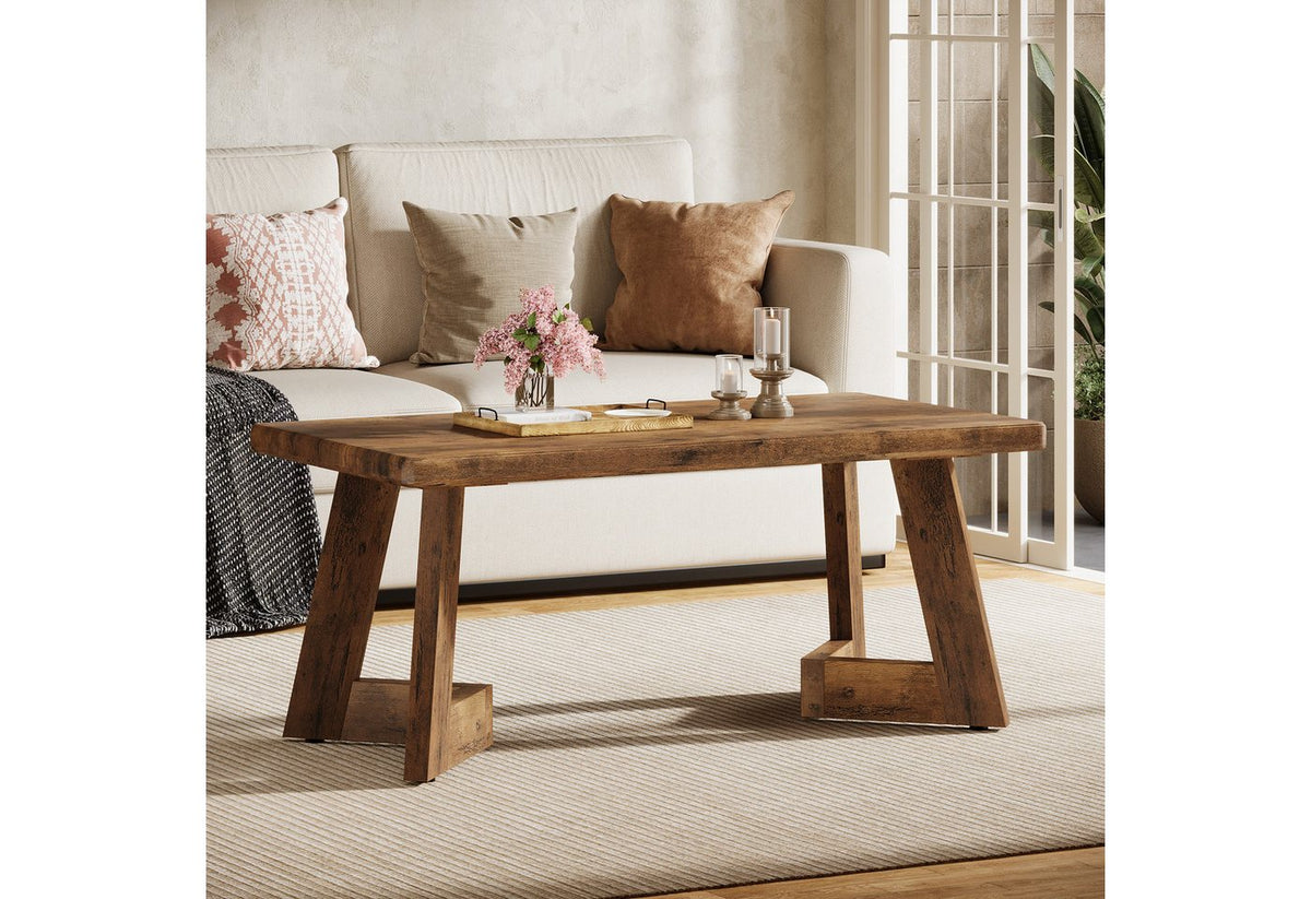 Japandi Couchtisch Rechteckig aus Braunem Holz