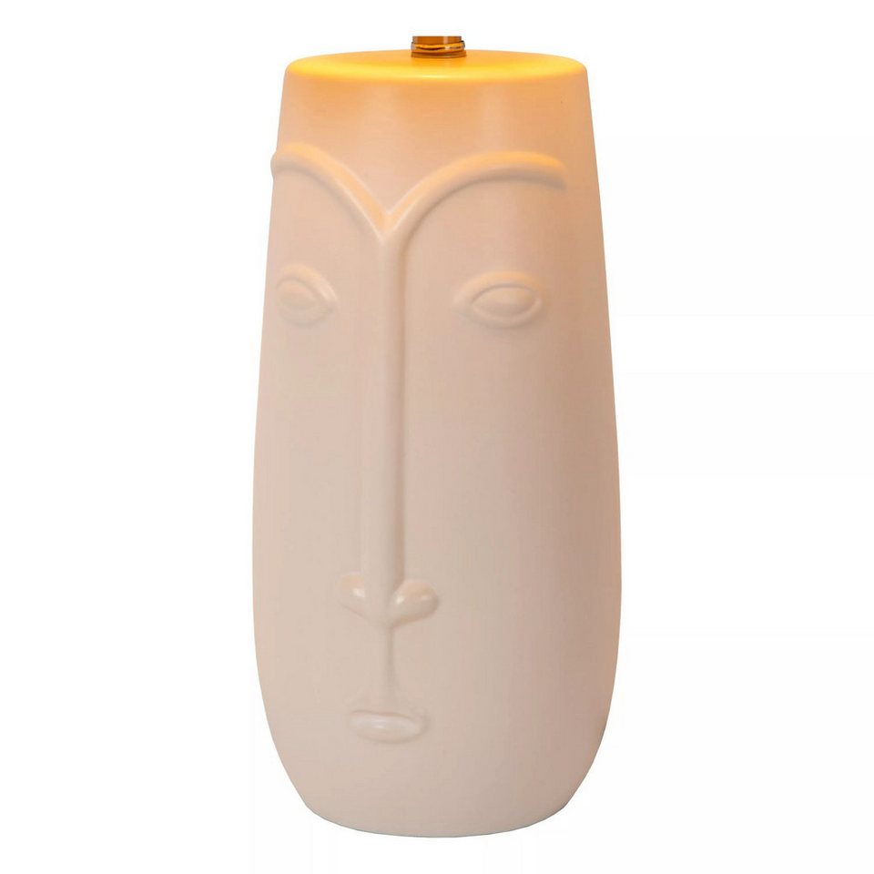 Japandi Nachttischlampe Weiß Beige aus Keramik