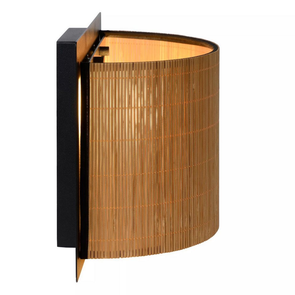Wandleuchte Japandi Schwarz Natur aus Holz und Metall