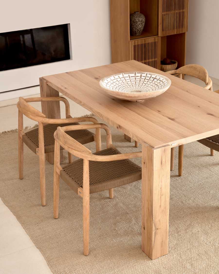 Japandi Esstisch aus Massivem Eichenfurnier 160x90 cm