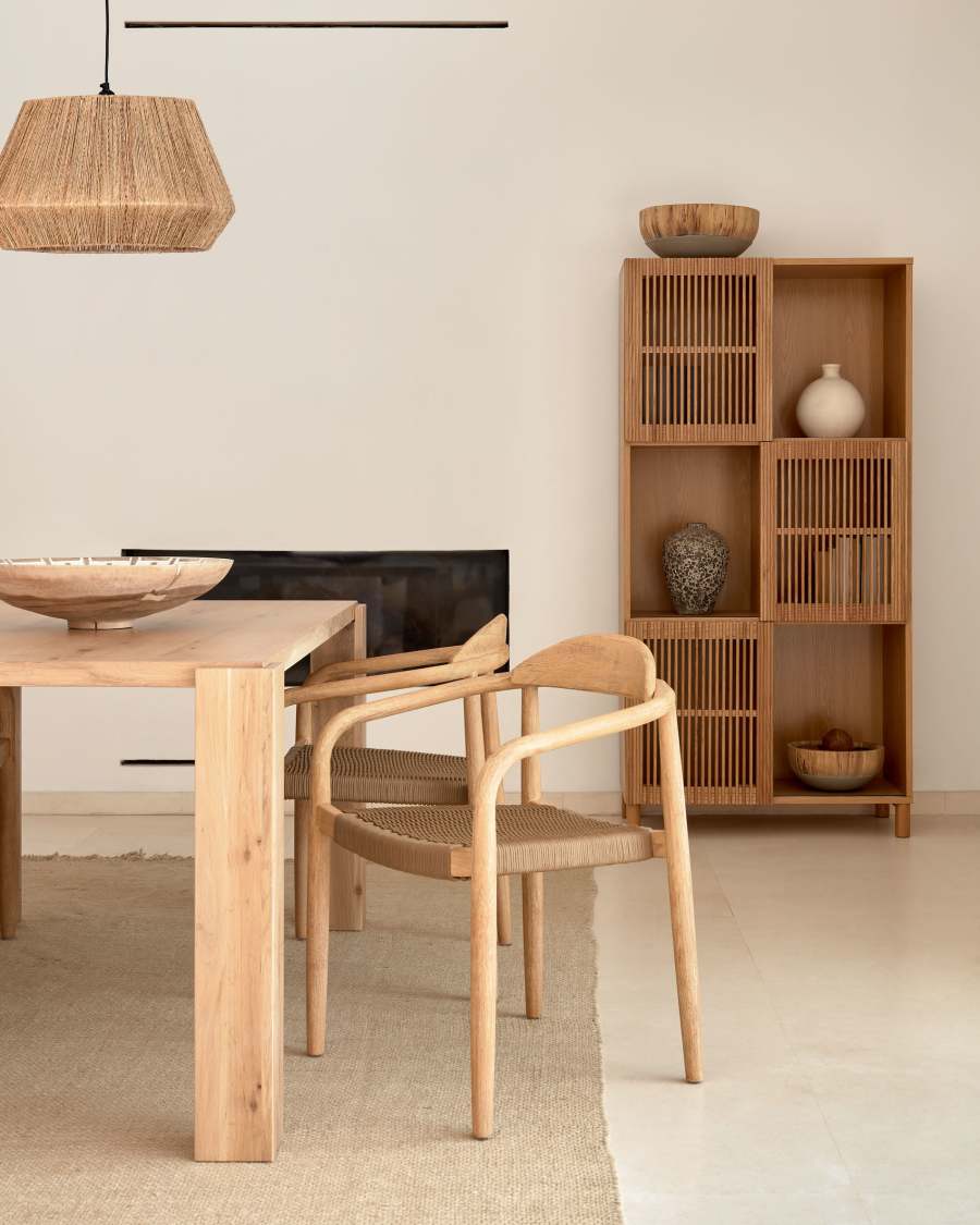 Japandi Esstisch aus Massivem Eichenfurnier 160x90 cm