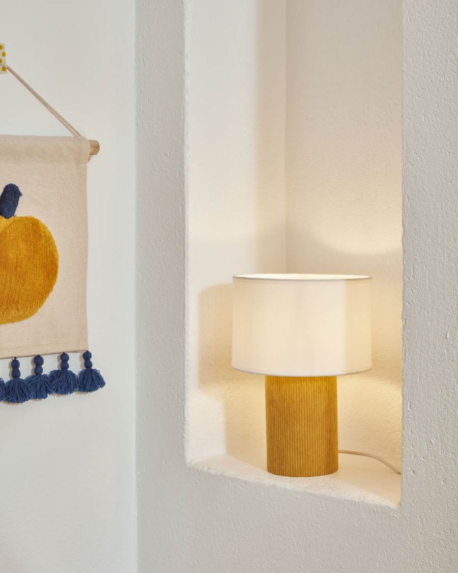 Tischlampe Japandi Kordel Senfgelb