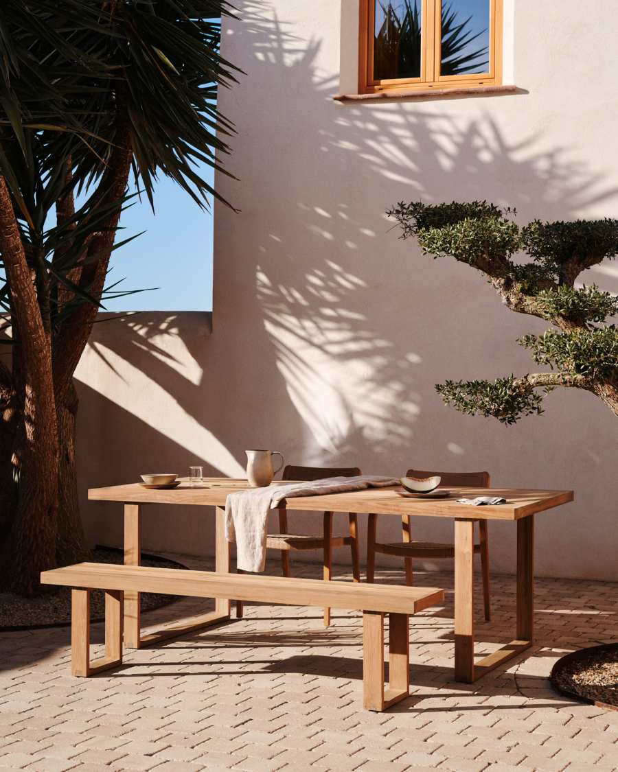 Japandi Bank aus recyceltem Teakholz Outdoor 210 cm