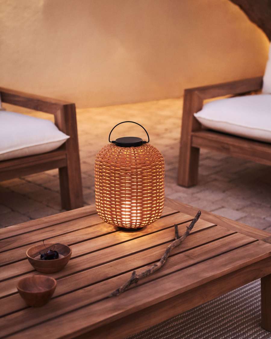 Tischlampe Japandi Kunstrattan Braun Tragbar