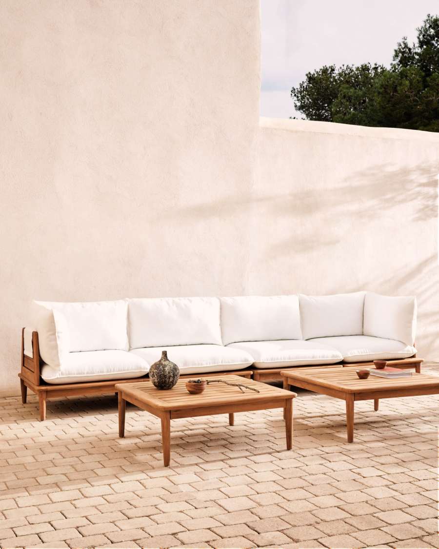 Modulares Japandi Teakholz-Set mit 2 Ecksesseln