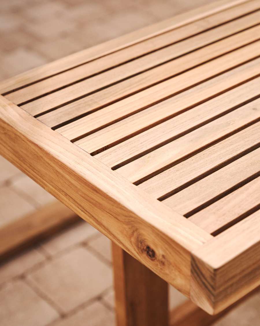 Hohe Gartenbank Japandi Recyceltes Teakholz 130 cm