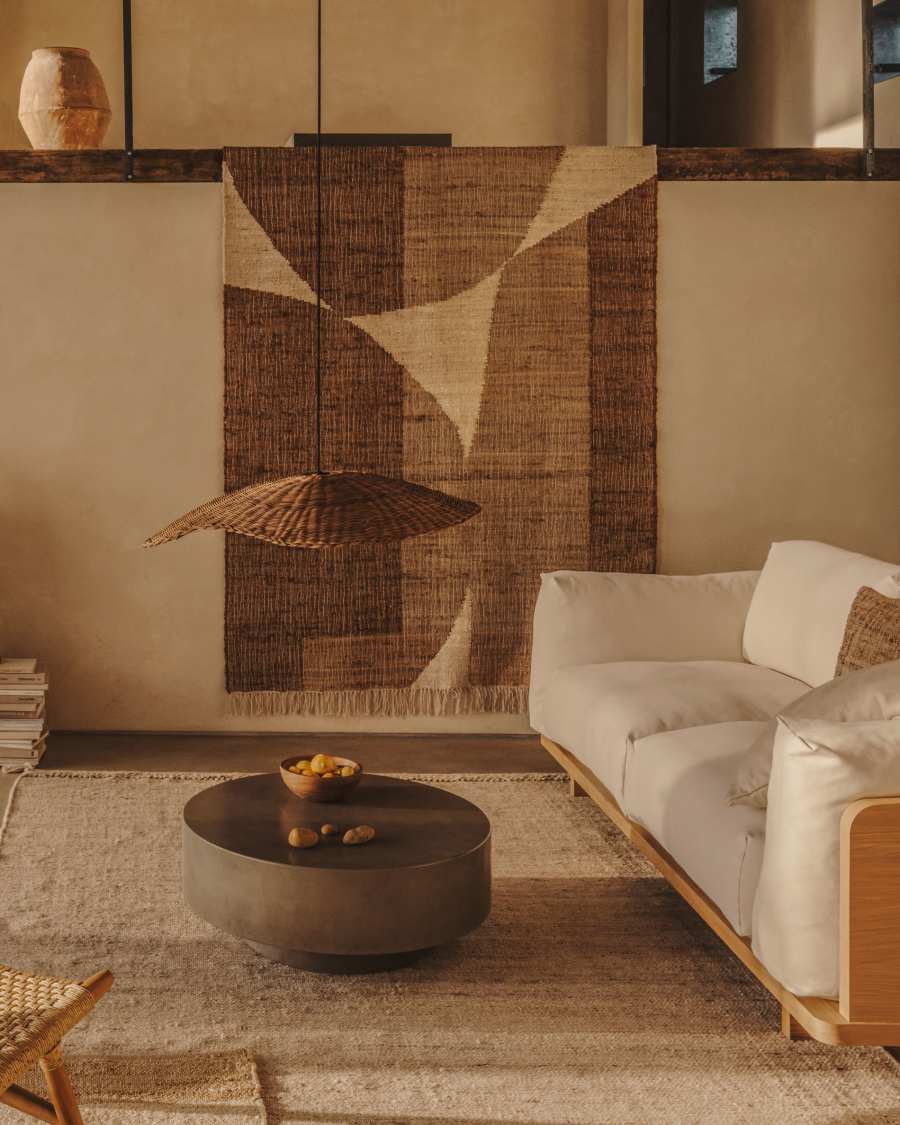 Pendelleuchte Lampenschirm Japandi Rattan Natur 80 cm