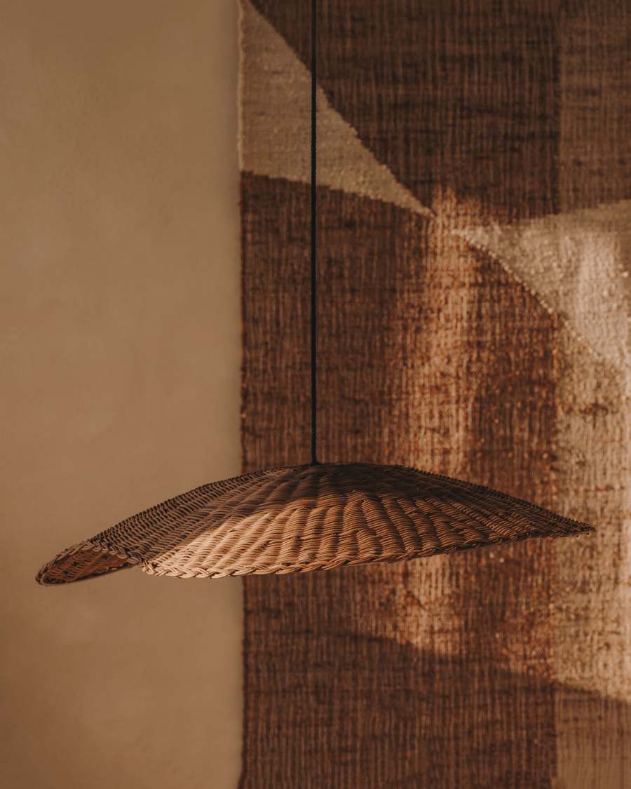 Pendelleuchte Lampenschirm Japandi Rattan Natur 80 cm