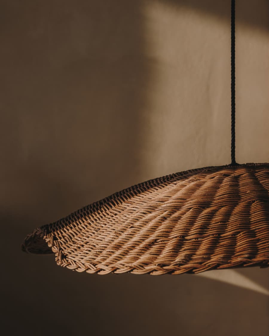 Pendelleuchte Lampenschirm Japandi Rattan Natur 80 cm