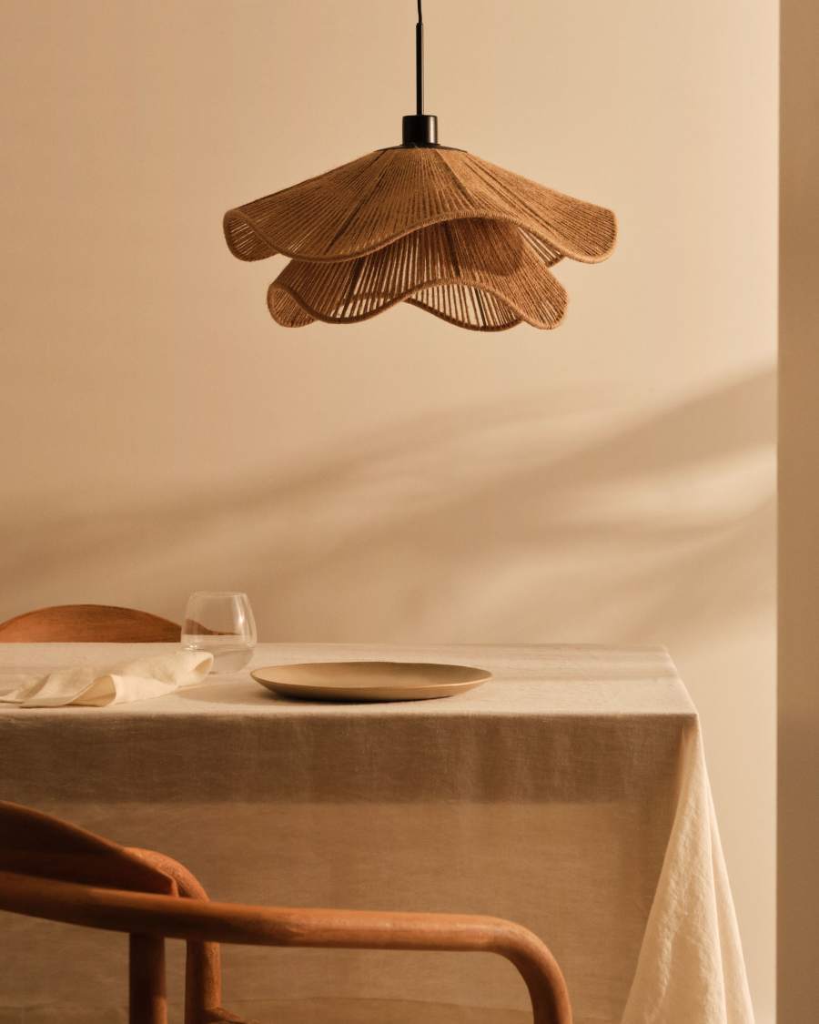Pendelleuchte Lampenschirm Japandi Jute Natur 50 cm