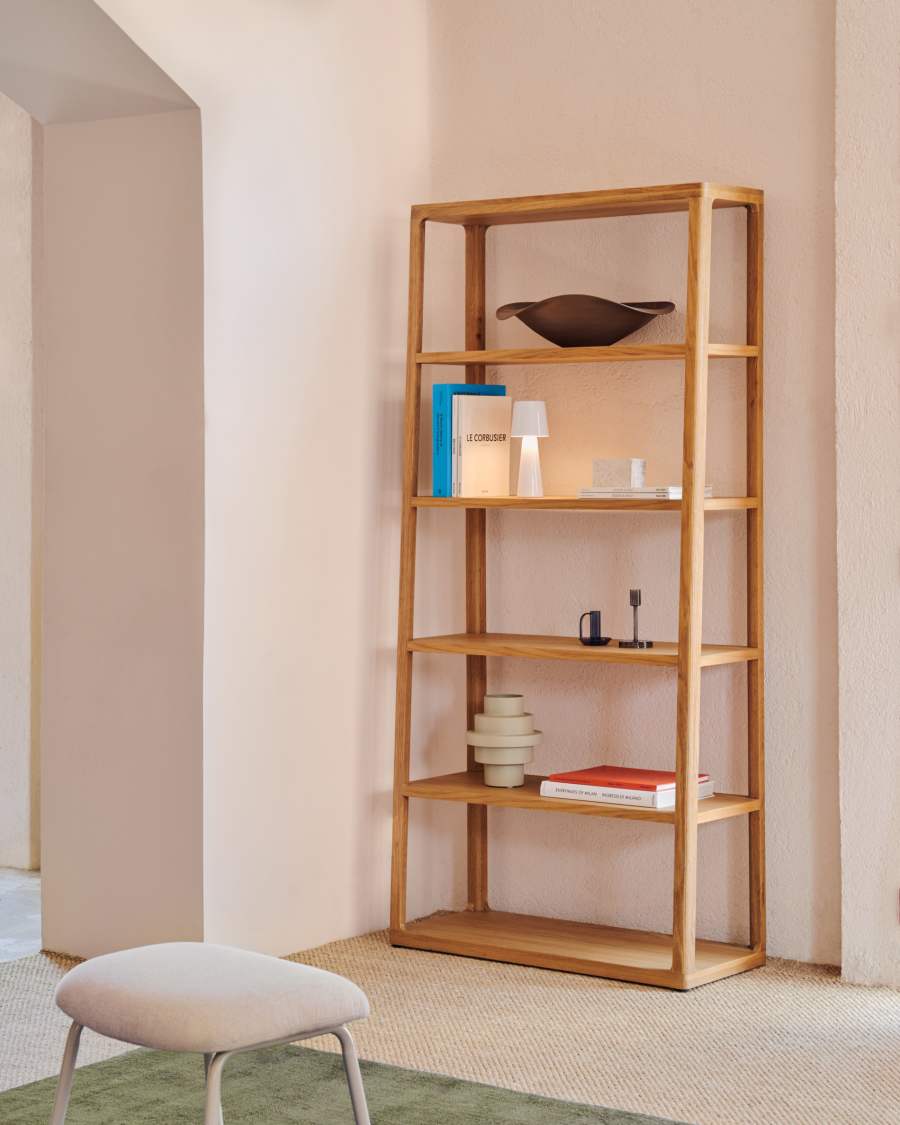Japandi Bücherregal aus massiver Eiche 90x193 cm