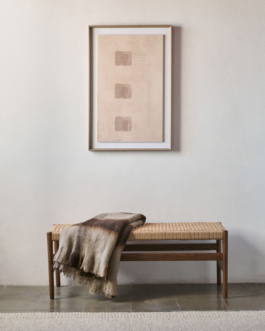 Japandi Sitzbank aus Holz und Seil
