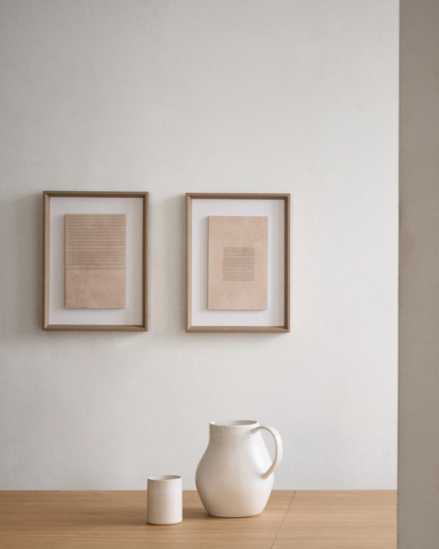 Japandi Leinwand mit braunen Streifen