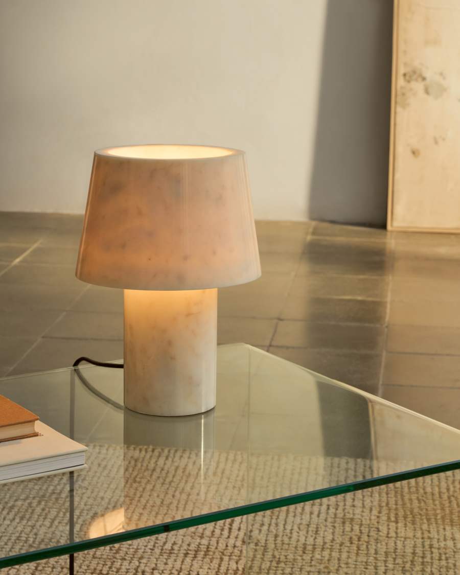 Japandi Tischlampe aus weißem Marmor
