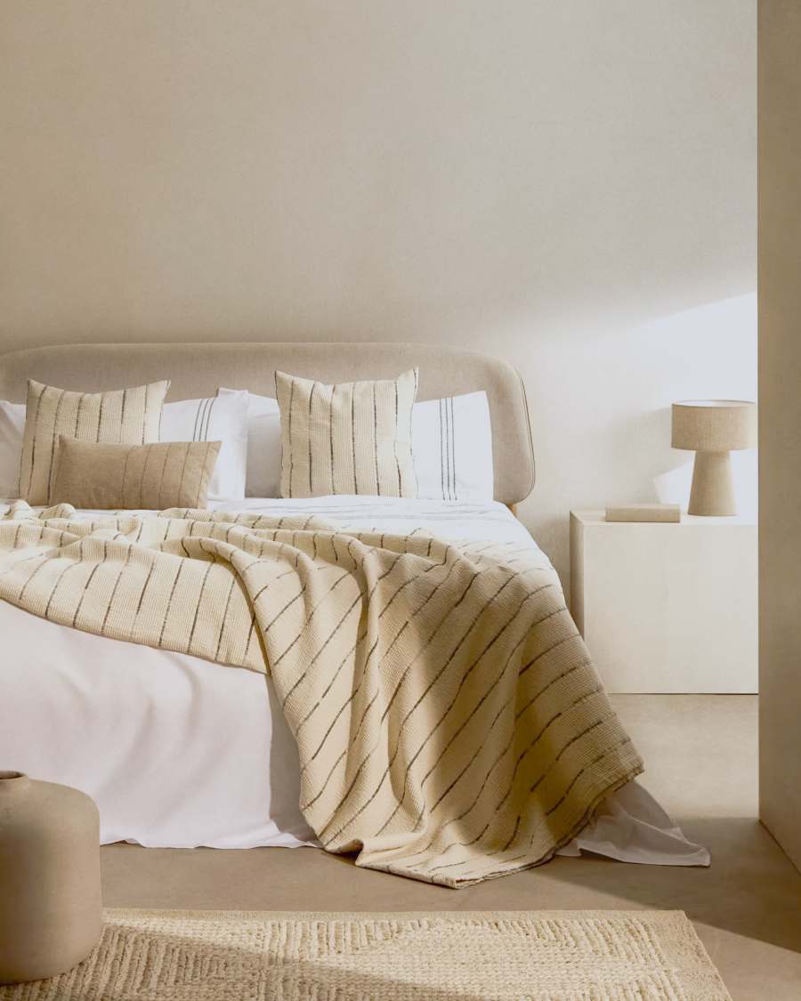 Japandi Bett aus Eichenholz Hellbraun 180x200 cm