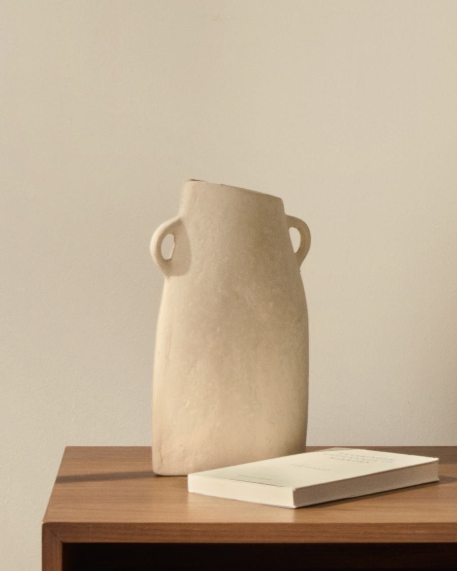 Vase Japandi Weiß Pappmaché 27 cm