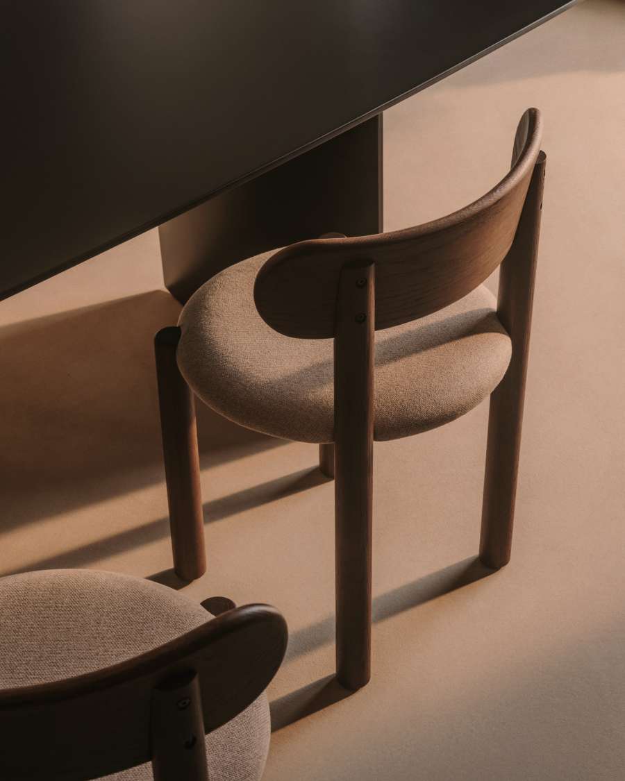 Japandi Stuhl Braun Chenille | Eichenholz & Nussbaum