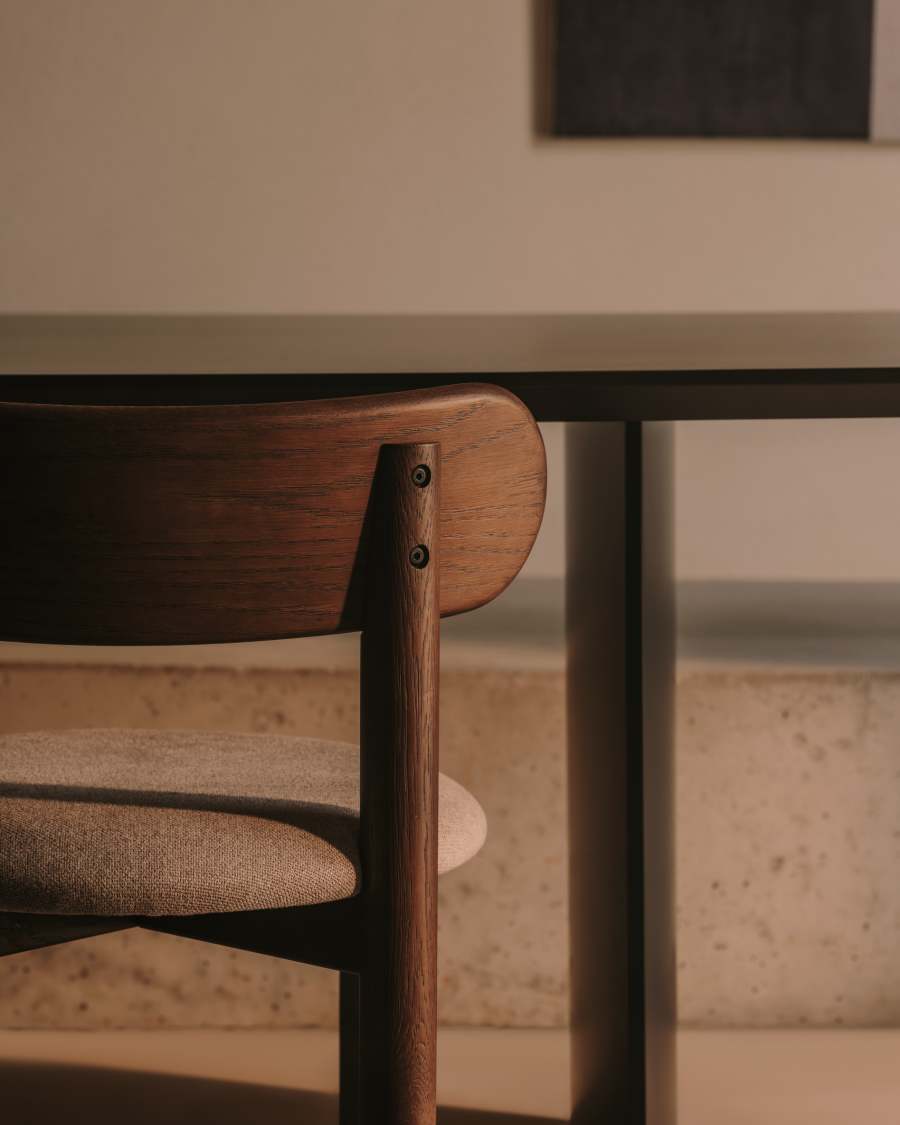 Japandi Stuhl Braun Chenille | Eichenholz & Nussbaum