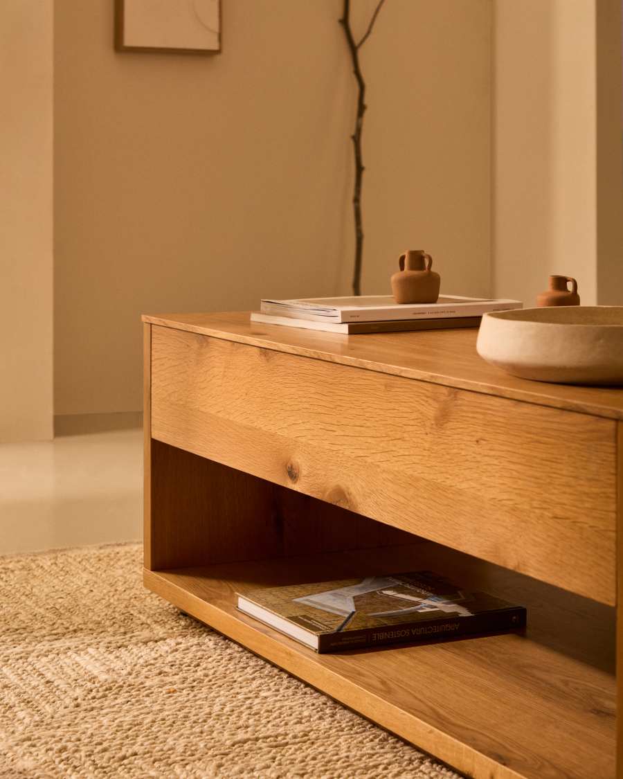 Couchtisch Japandi Eichenfurnier Natur Klappbar 120x60 cm