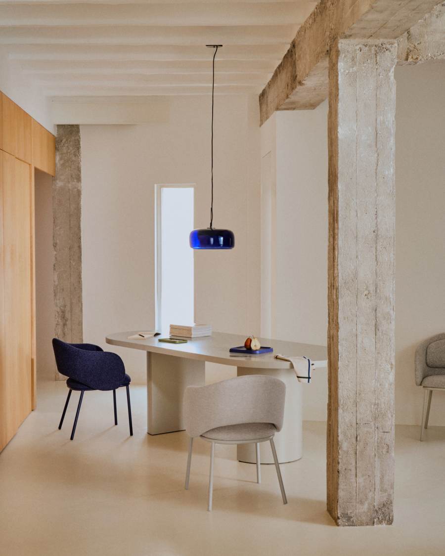 Japandi Tisch aus MDF in Eierschale, 200 x 100 cm