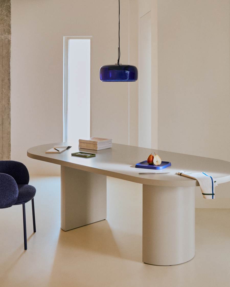 Japandi Tisch aus MDF in Eierschale, 200 x 100 cm