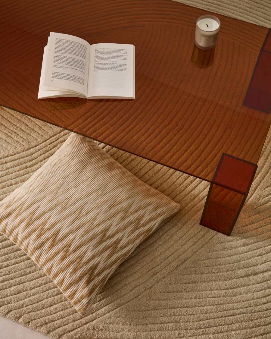 Japandi Kissenbezug Viskose Baumwolle Beige Ecru 45x45 cm