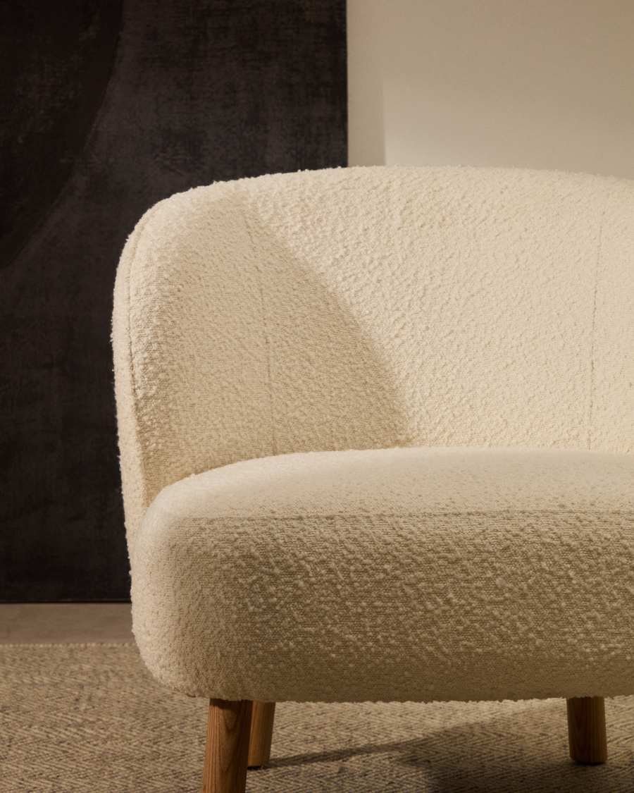Sessel Japandi Weiß Schaffell Buche