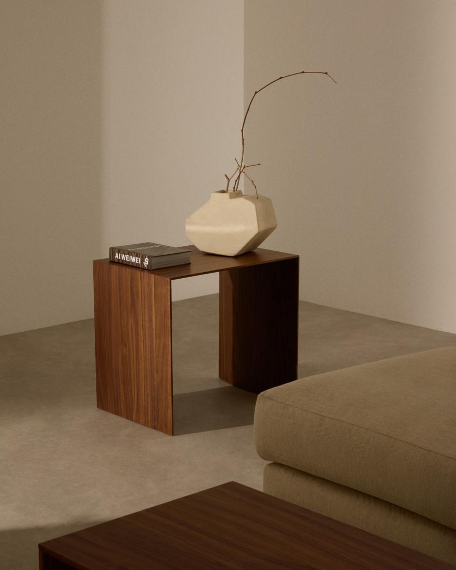 Beistelltisch Japandi Walnussfurnier 55x40 cm