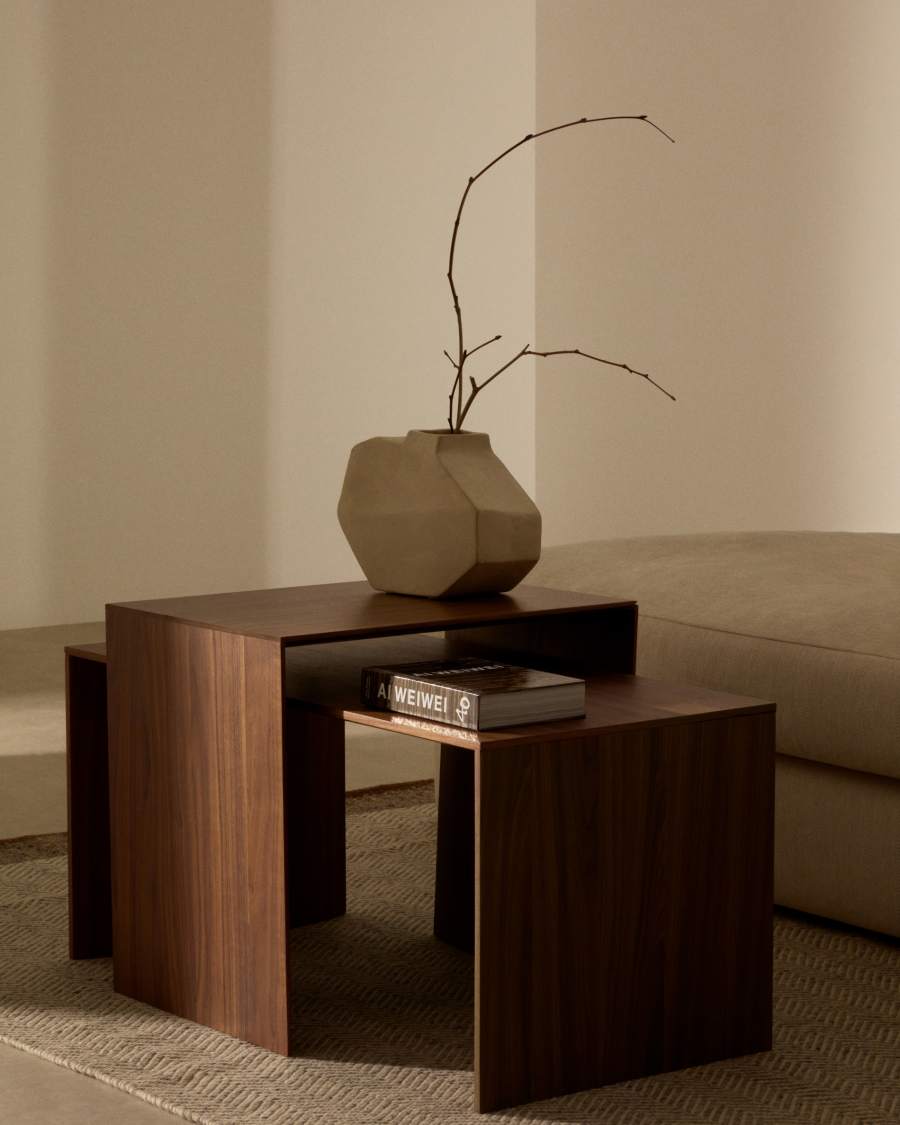 Beistelltisch Japandi Walnussfurnier 55x40 cm