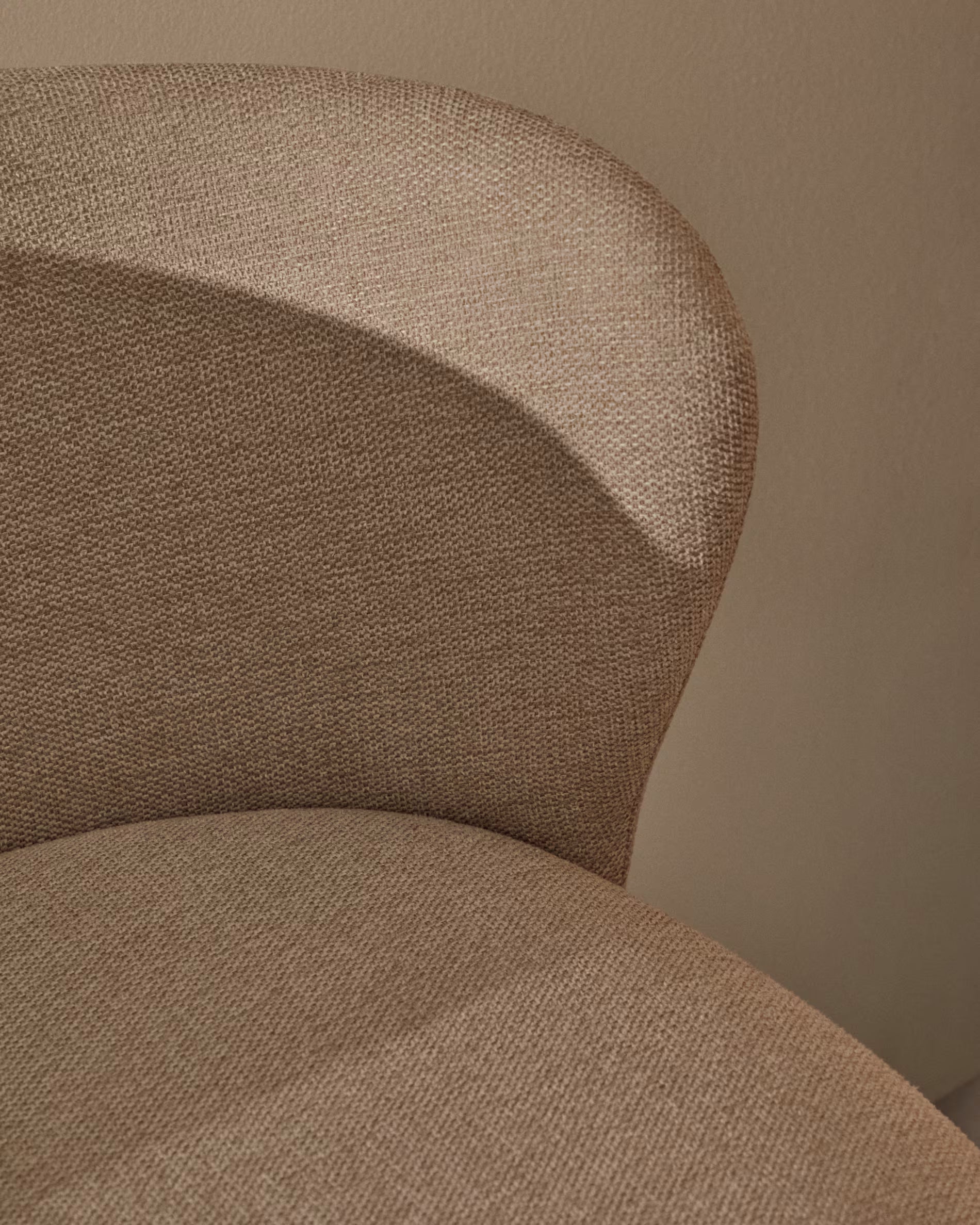 Hocker Japandi Beige Chenille Eschenholz Natur 65 cm