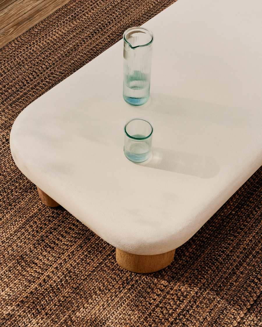 Couchtisch Japandi Zement Akazienholz 140x70 cm