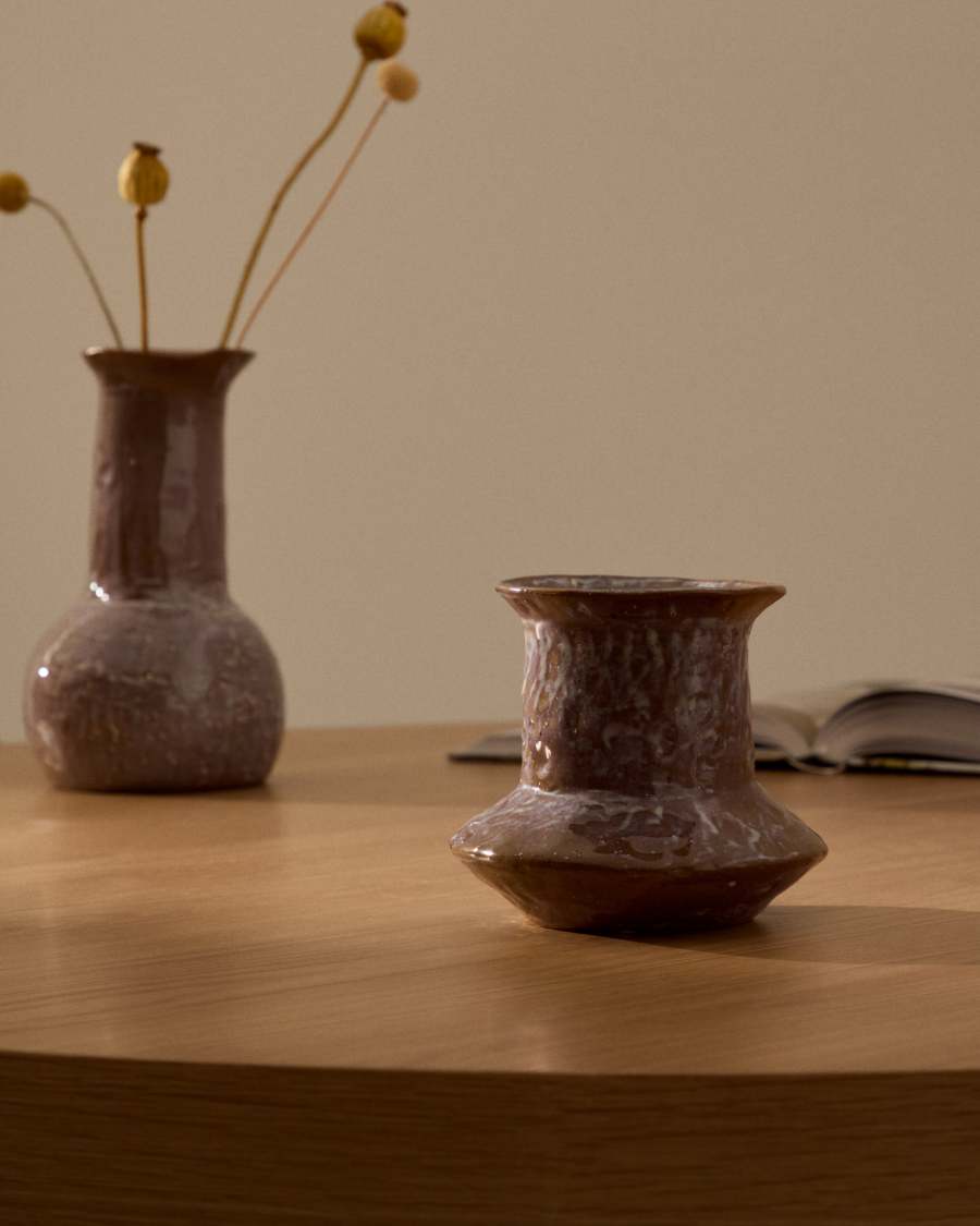 Japandi Keramikvase Braun 16 cm