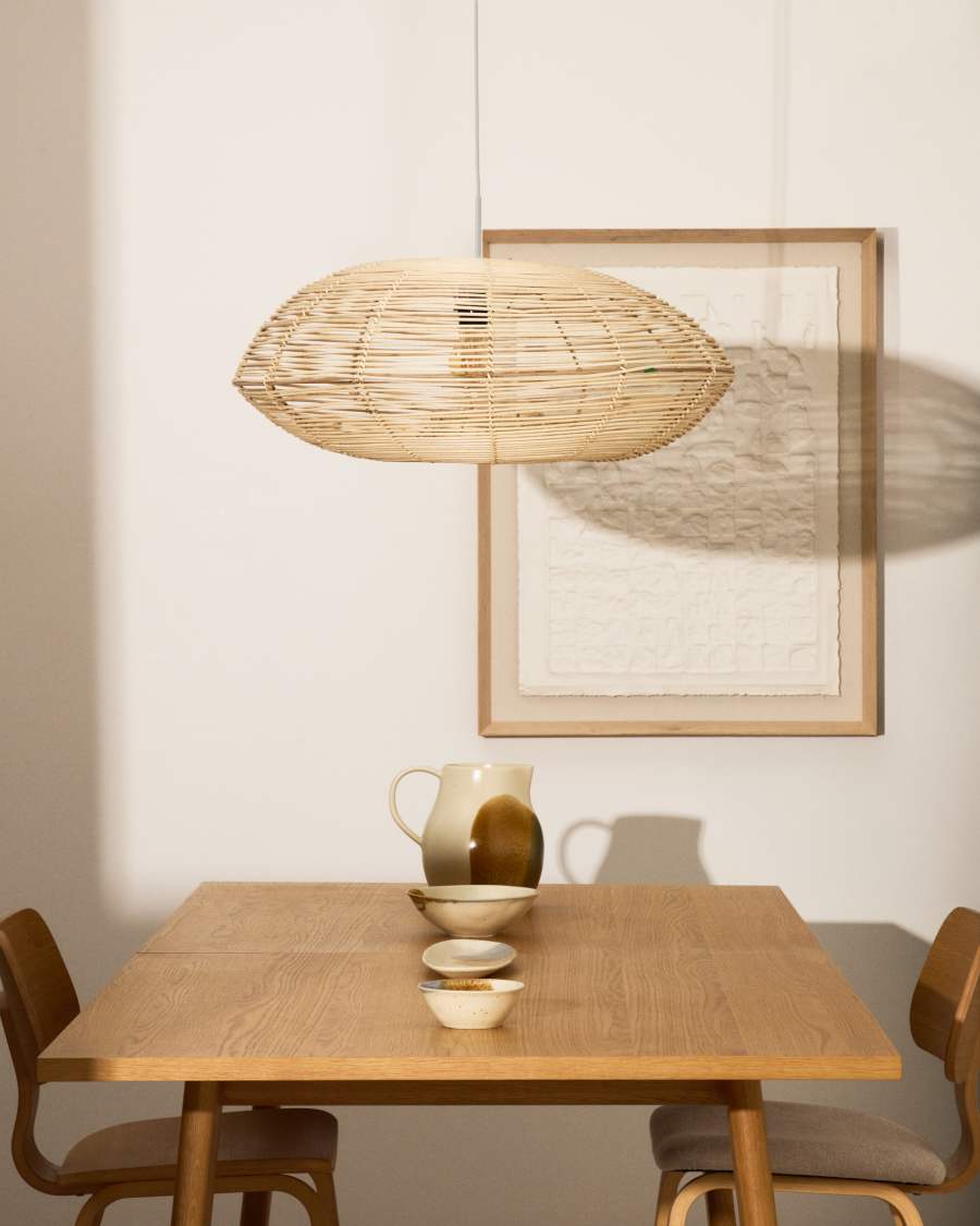 Deckenleuchte Japandi Rattan Hell 70 cm Lampenschirm