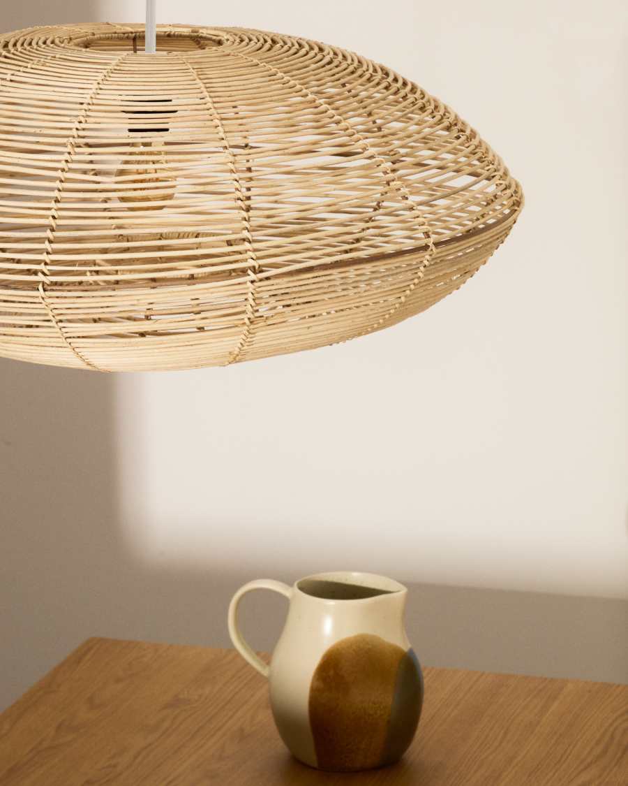 Deckenleuchte Japandi Rattan Hell 70 cm Lampenschirm