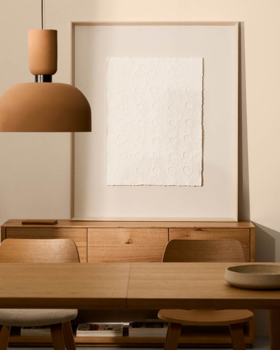 Japandi Abstrakt Bild aus Recyclingpapier mit Relief 104x124 cm