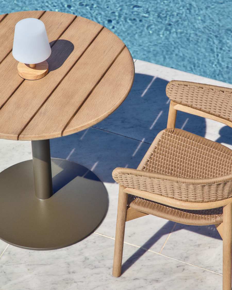 Japandi Tischlampe aus Polyethylen und Holz