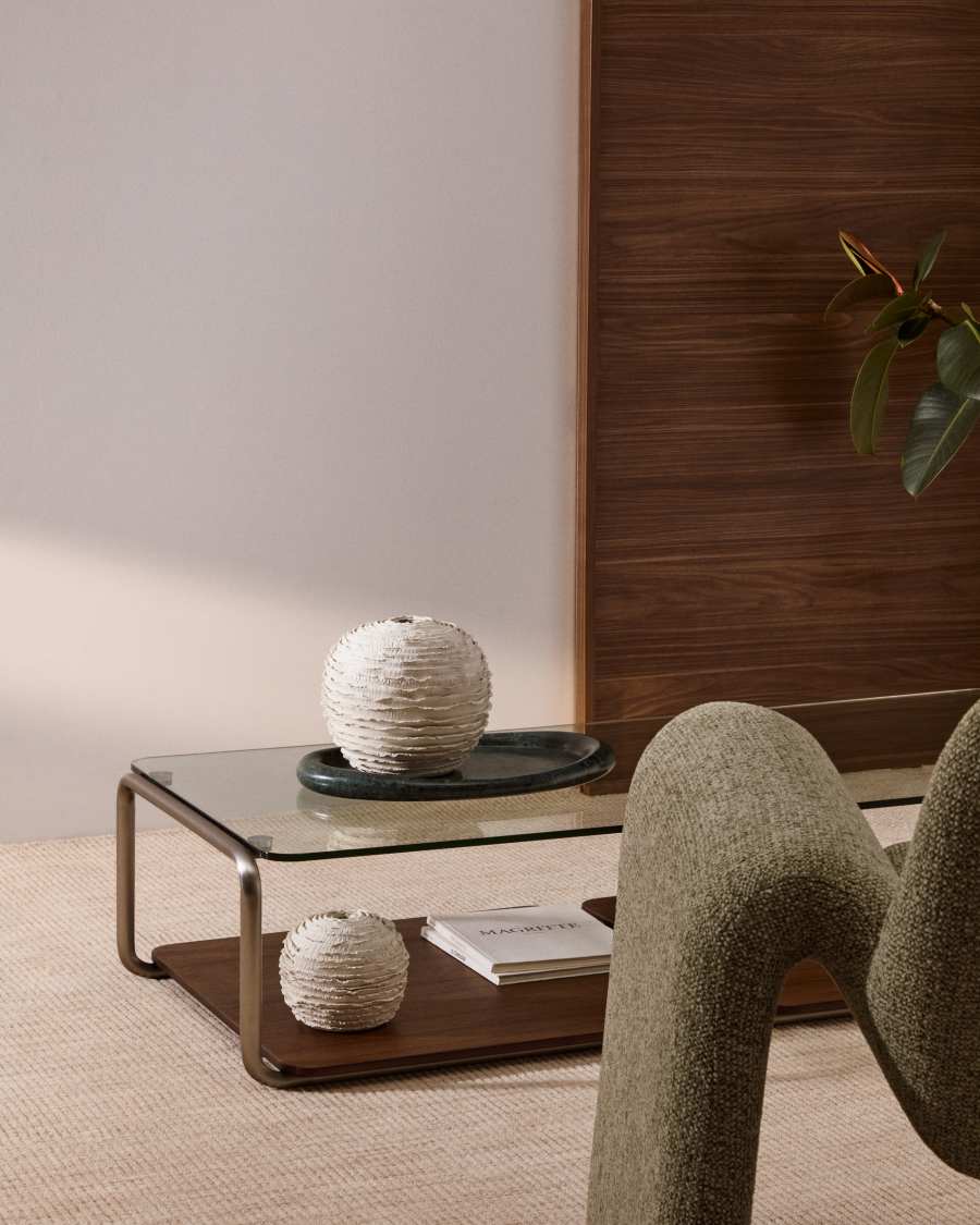 Japandi Vase aus Beige Keramik, 21 cm