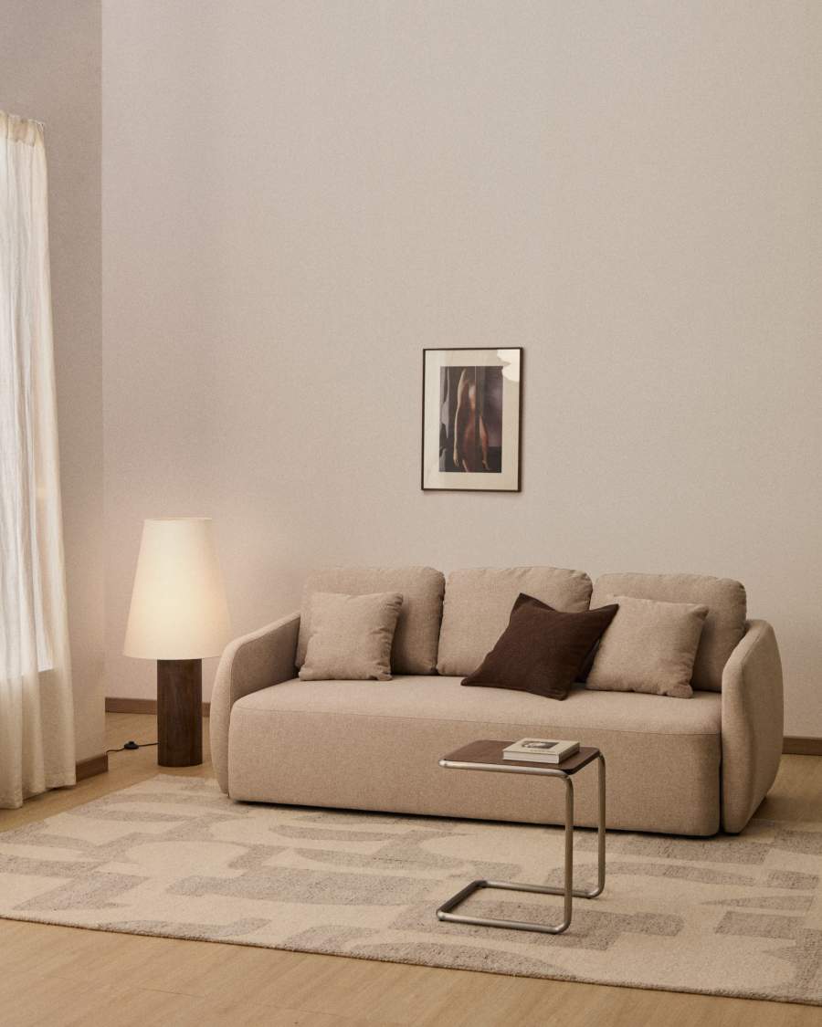 Bettsofa Japandi Beige Chenille 3-Sitzer