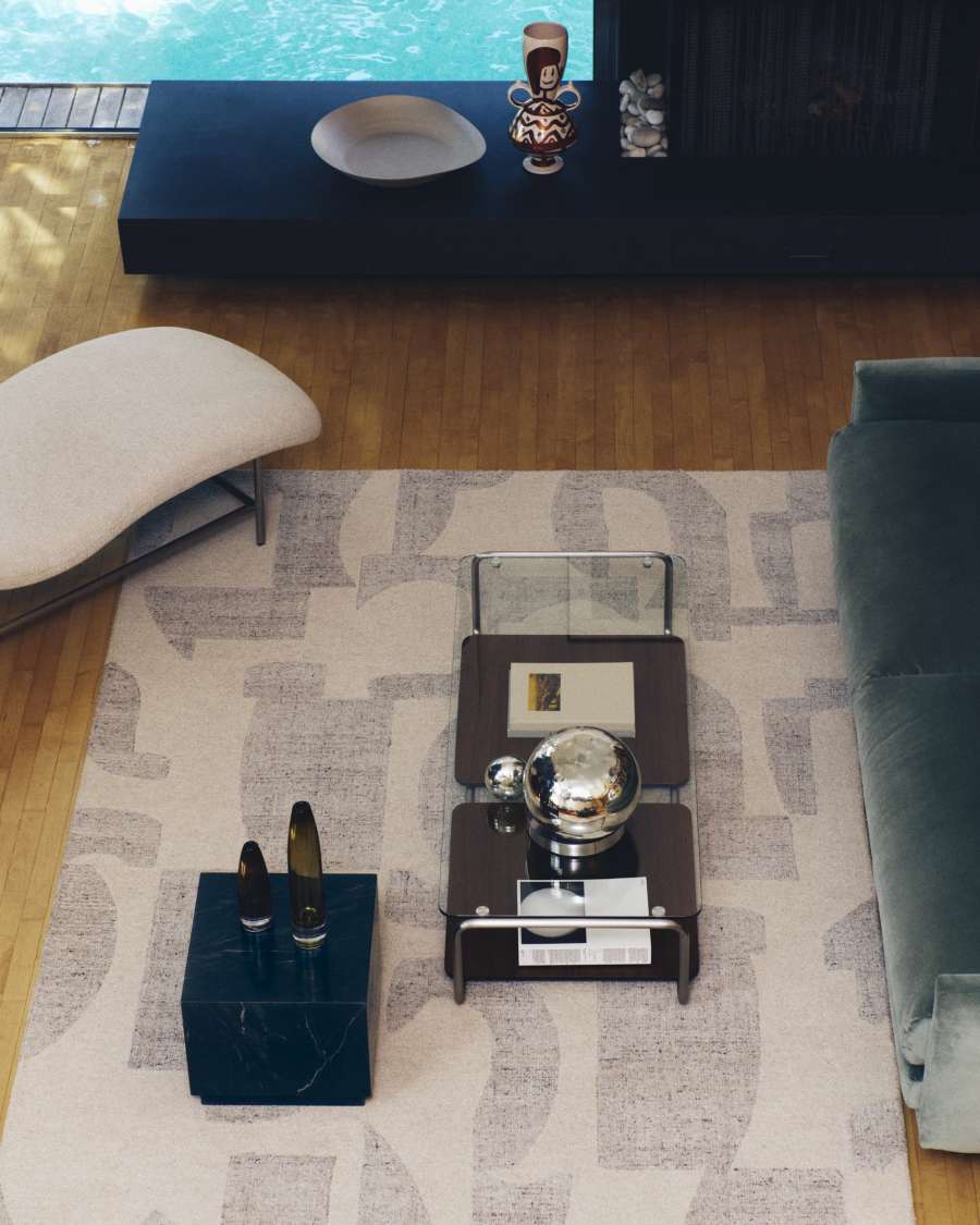 Teppich Japandi Wollmix Jacquard Grau 200x300 cm