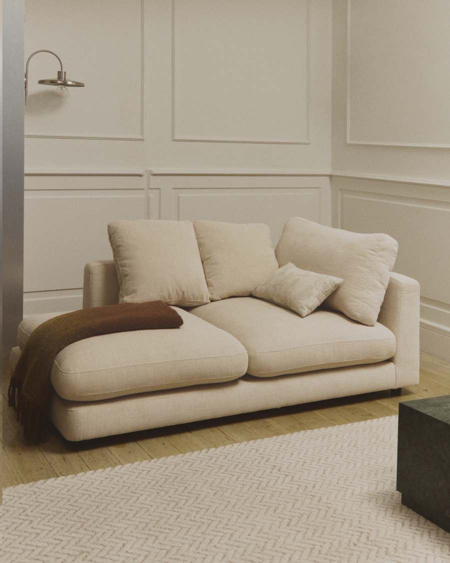 Chaiselongue Japandi Beige Chenille Links